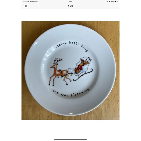 Pottery Barn Holiday Cheer 8" Ceramic Dessert/Salad Plates Set of 4 - Picture 4 of 8